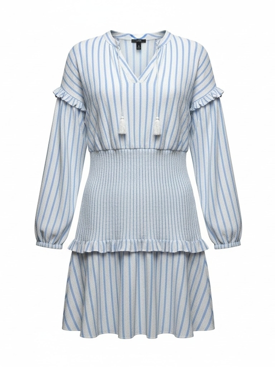 Aqua Dresses & Skirts - AQUA | Striped Smocked Boho Mini Dress Swim Cover Resort Beachy Blue White | XL